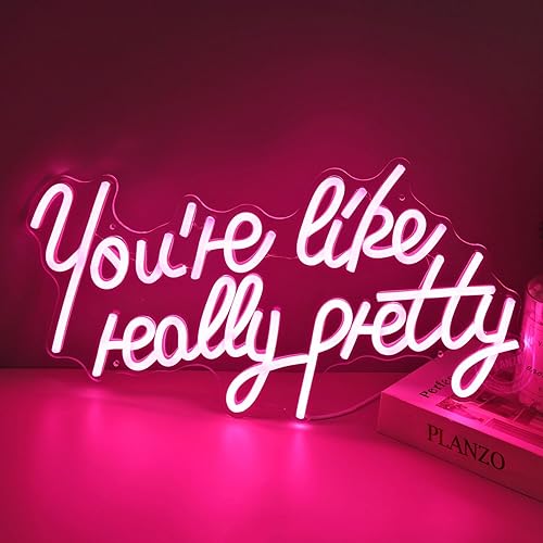 Miniatura 7 de Letrero de neón con texto en inglés "You're Like Really Pretty - Letrero de neón para dormitorio, boda, compromiso, despedida de soltera,