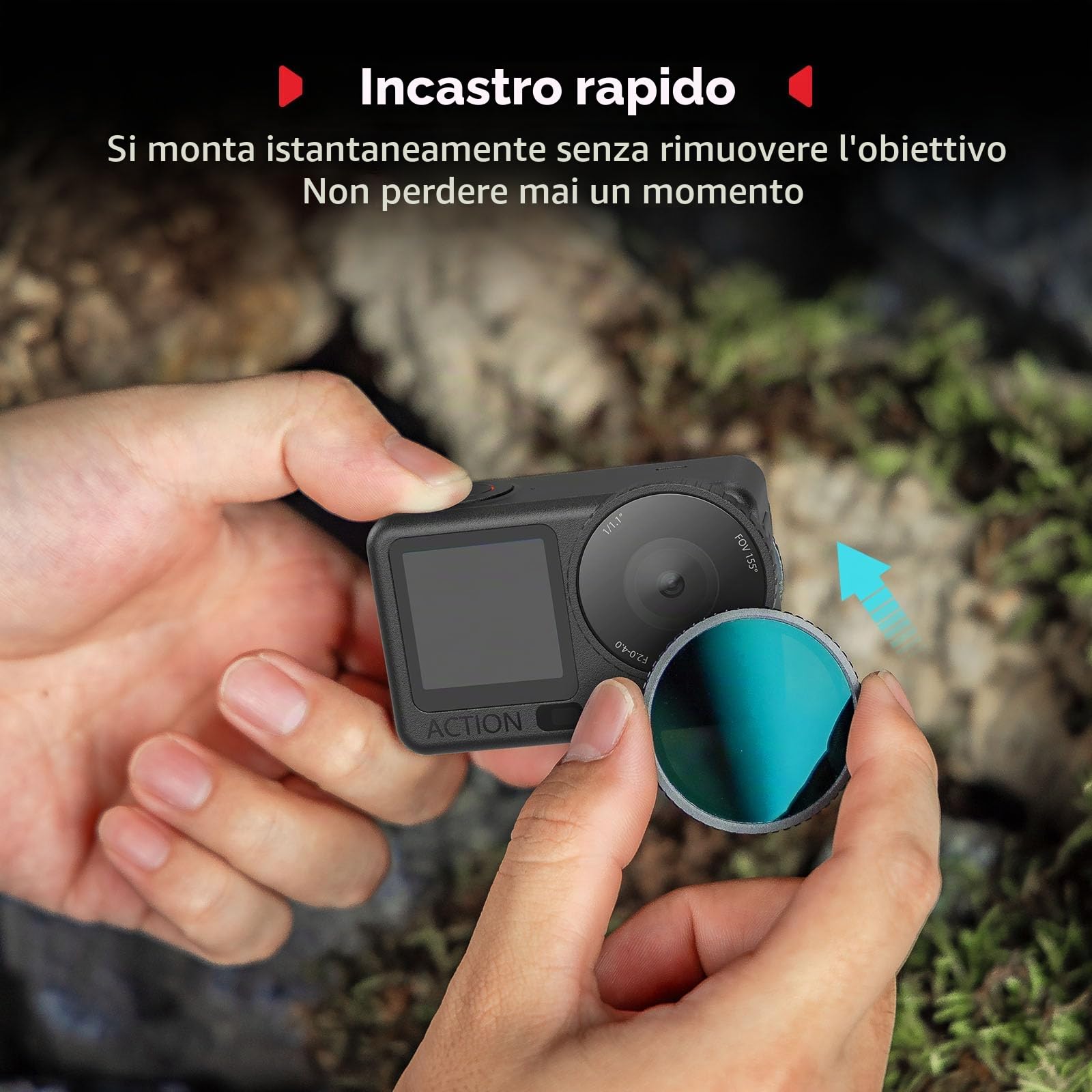 SMALLRIG Kit Filtri per DJI Osmo Action 6, ND16/CPL e Filtro Black Mist da 1/4" con Copertura in Silicone, Attacco a Scatto, Non è Necessario Rimuovere l'obiettivo, Accessori per Action Cam - 5896