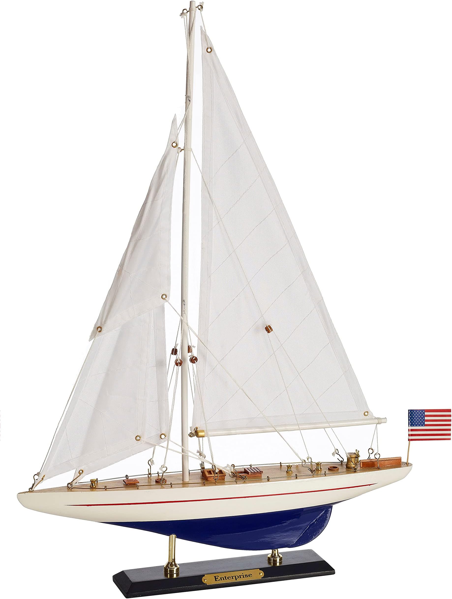 HOME DECOR SAILINGSTORY Wooden Sailboat Model Ship Sailboat Yacht Enterprise 1/100 Scale 1930 America's Cup Replica