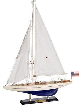 SAILINGSTORY Wooden Sailboat Model Ship Sailing Boat Yacht Decor Enterprise 1/100 Scale 1930 Americas Cup Replica