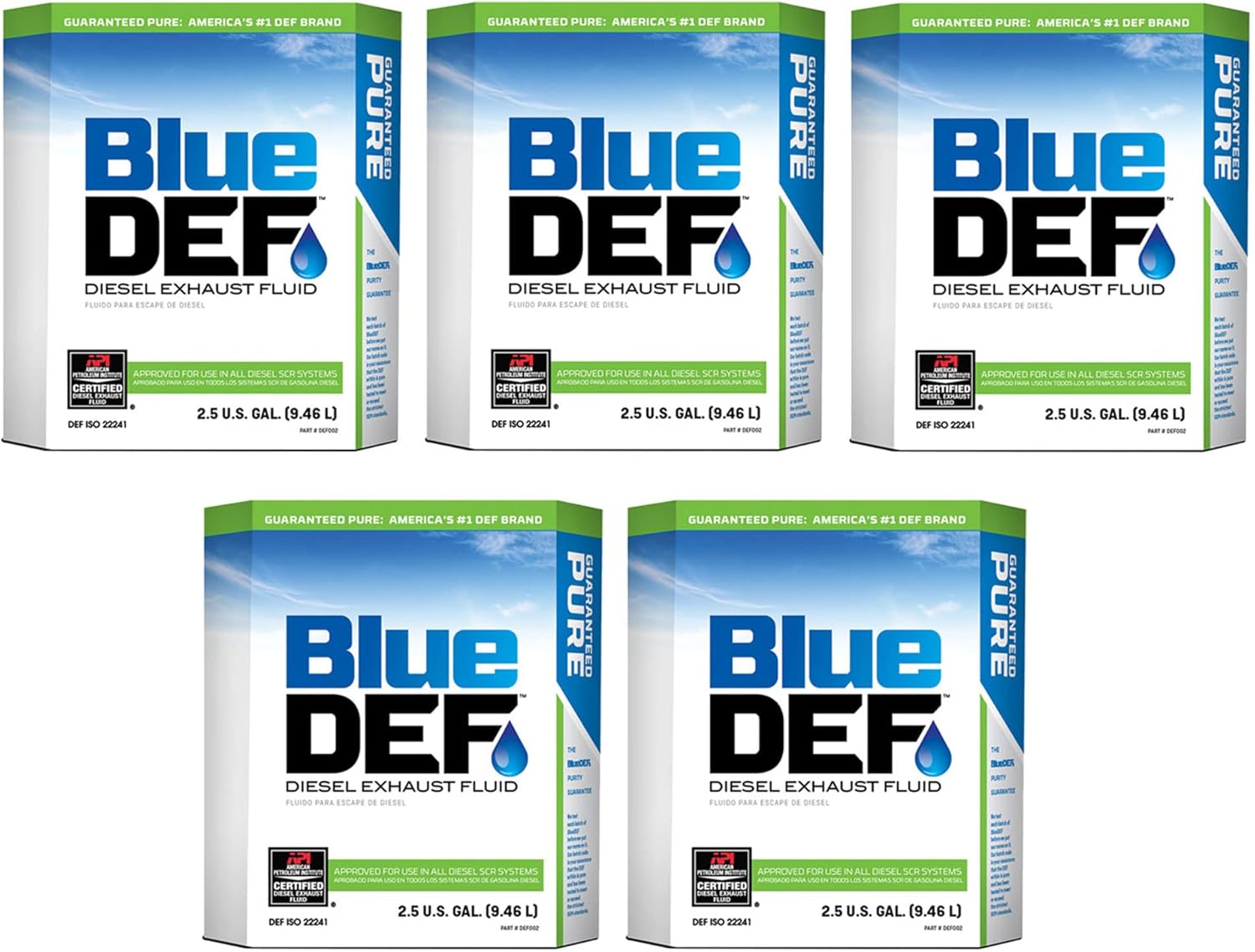 BlueDEF Diesel Exhaust Fluid Synthetic Urea Deionized Water 2.5 Gallon (5 Pack)