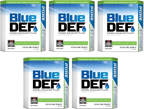 BlueDEF Diesel Exhaust Fluid Synthetic Urea Deionized Water 2.5 Gallon 5 Pack