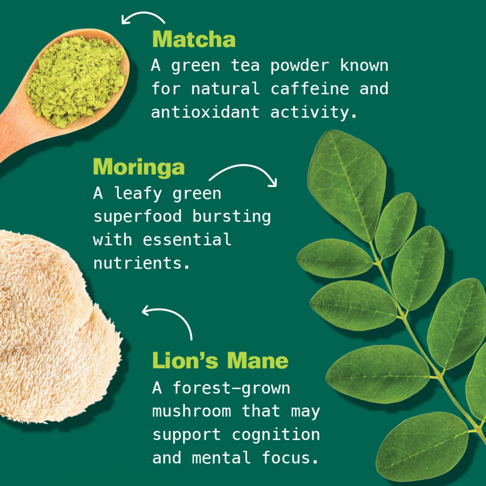 Kuli Kuli Matcha Moringa Organic Superfood Latte - Matcha Green Tea Powder for Natural Caffeine Antioxidants with Moringa — view 4