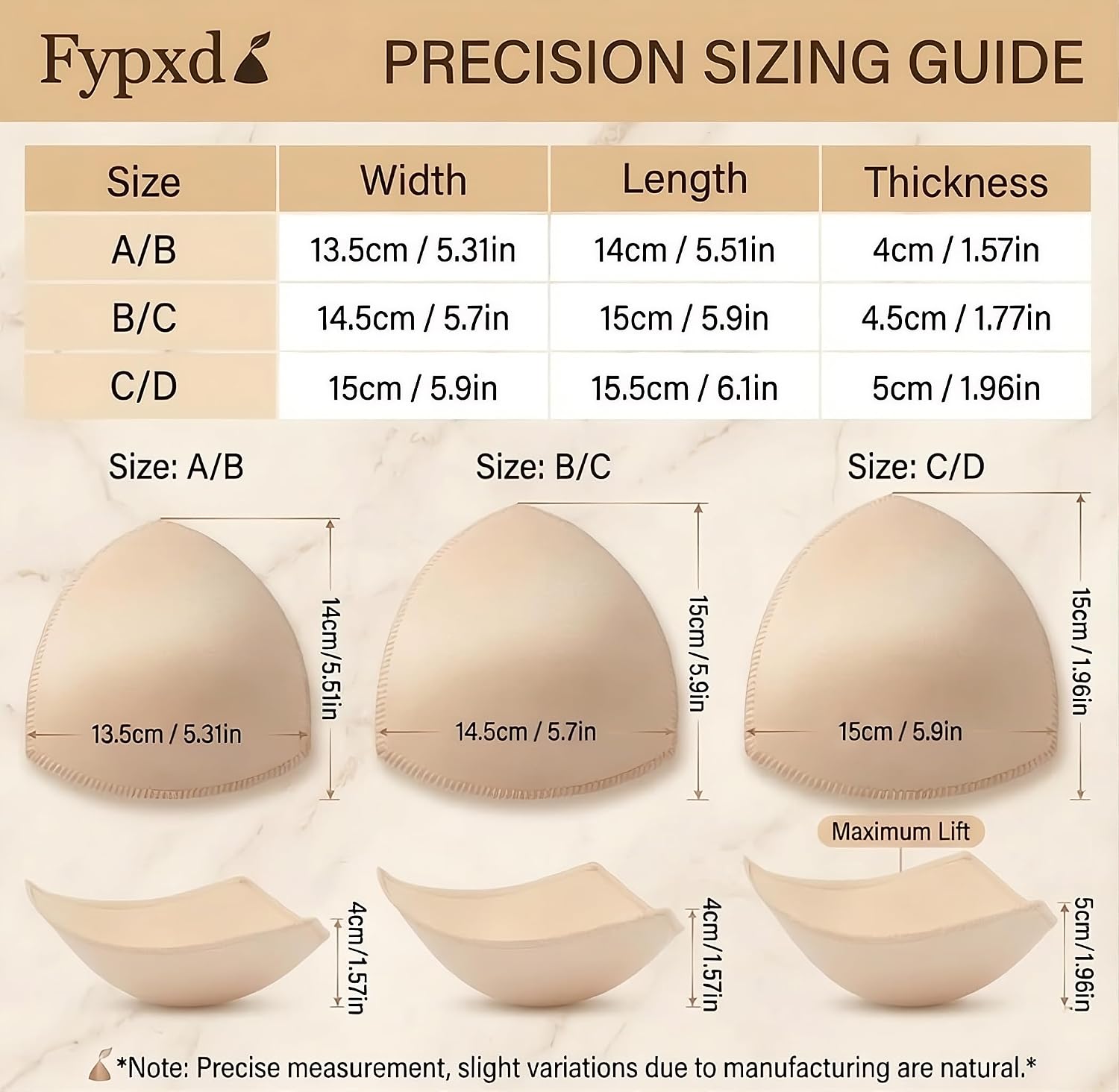 6 Pairs Bra Pads Inserts, Removable Push Up Foam Cups for Sports Bra & Yoga, Soft Breathable Breast Enhancers, Beige