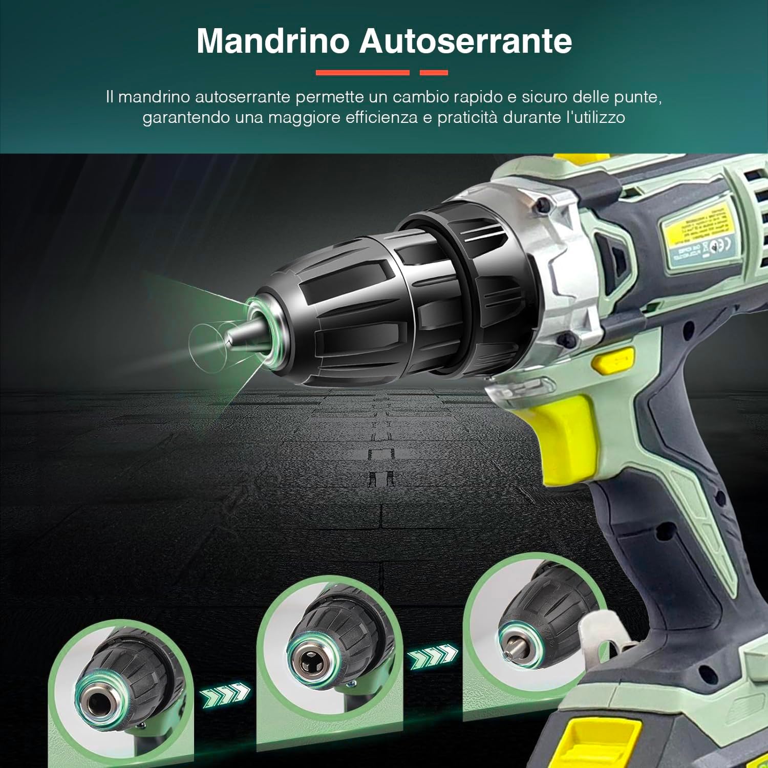 Trapano Avvitatore a Percussione 20V - 2 Velocità Meccaniche, Funzione Percussione, Mandrino Autoserrante 13mm, Ideale per Fai Da Te e Lavori Professionali, senza Batteria