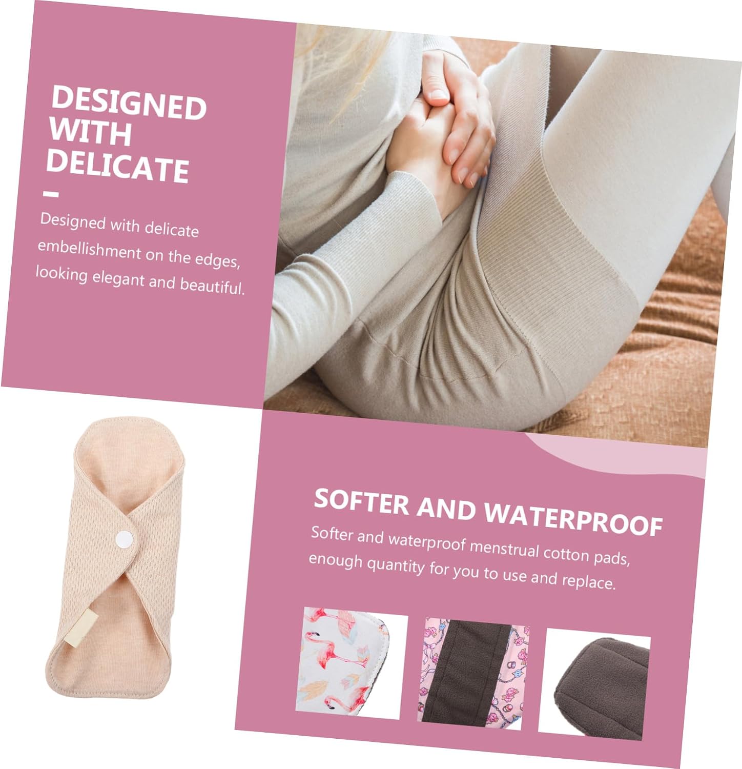 4PCS Reusable Cotton Sanitary Napkin Pads Washable Menstrual Mats for Women Soft Comfortable Daily Use