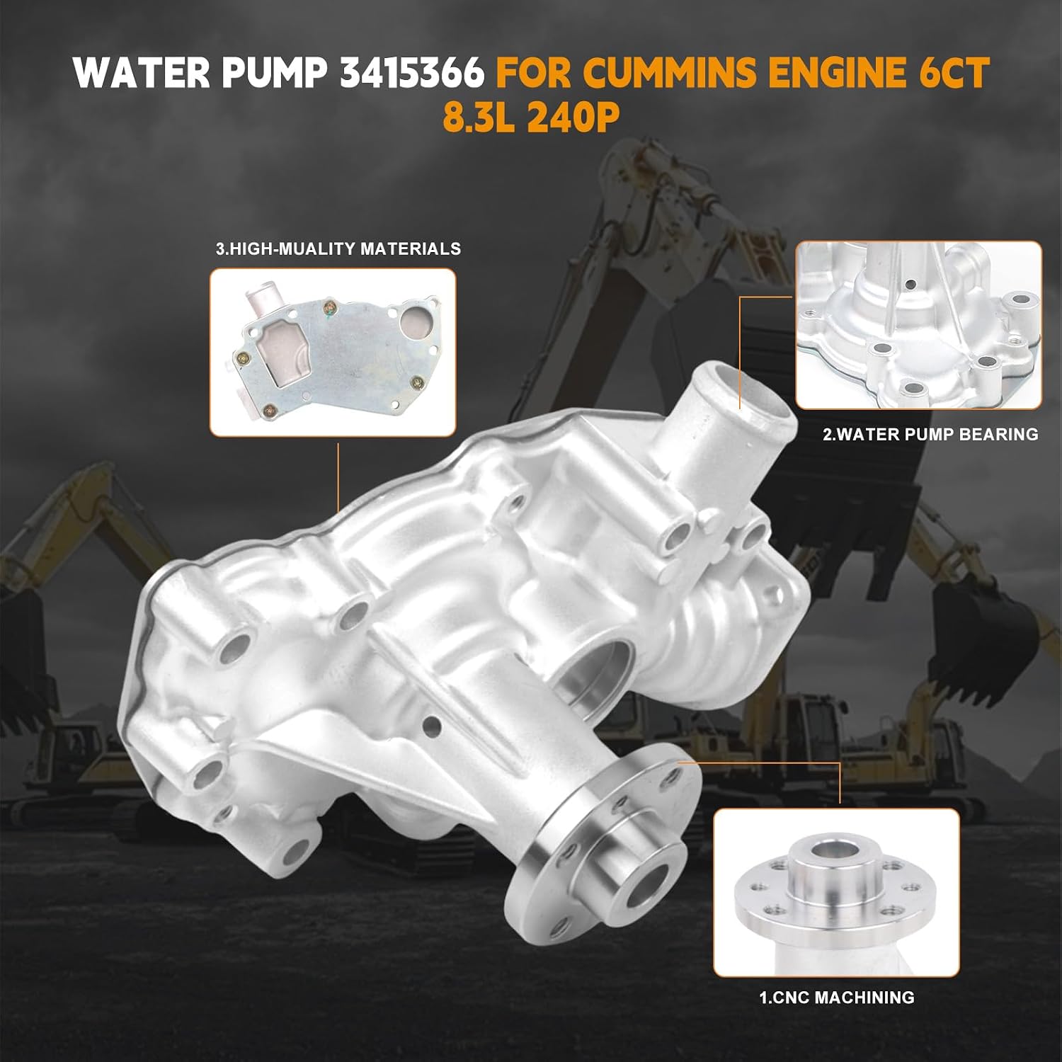 8972541481 Z-8-97254-148-1 8-94140341-0 Water Pump Compatible with Isuzu 3LD1 4LE1 4LE2 Engine PC35 KS35 for Doosan S030P Excavator Compatible with Hitachi EX55 EX50U ZAX70 ZAX55 ZAX60