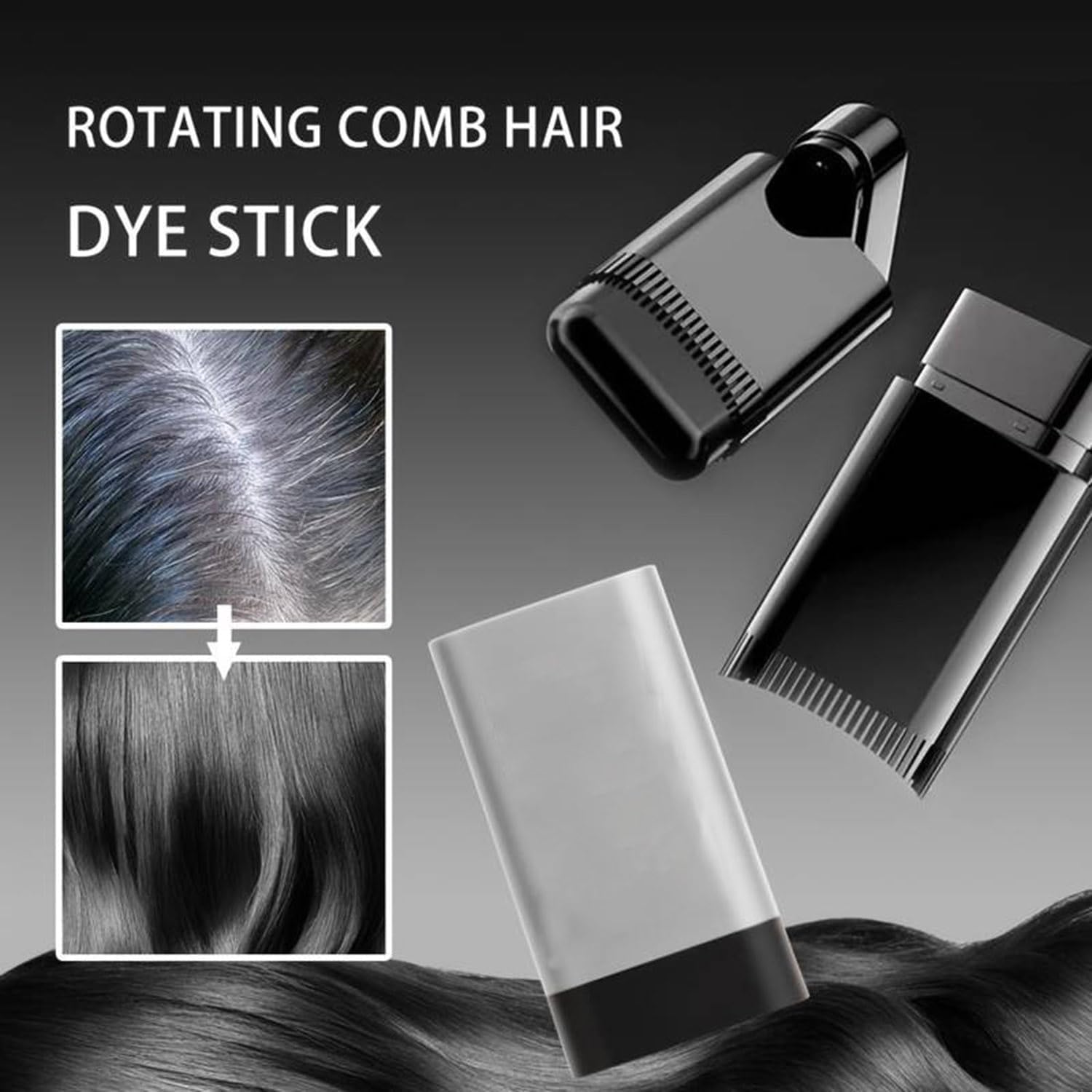 AANAHIL Hair Color Stick for White Hair Coverage Waterproof & Sweat-Proof Temporary Hair Dye Touch-Up Pen with Comb Applicator Quick Root Concealer for Men & Women (Black) 2