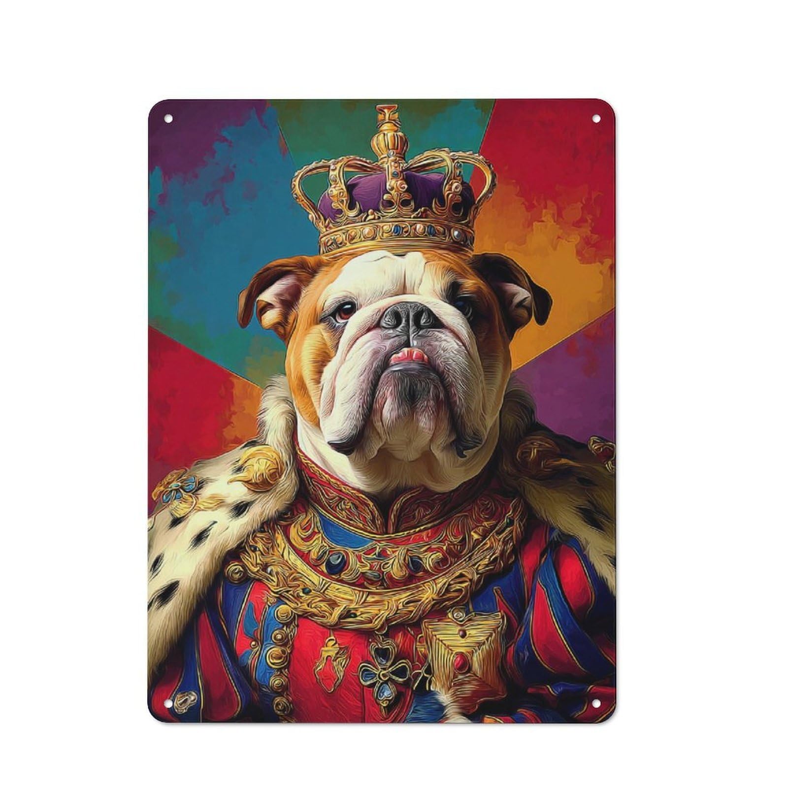 Royal Bulldog Majesty Portrait Metal Gift Sign 40x30cm, Vintage Home Wall Decor for Home, Shop, Pub Or Studio Wall