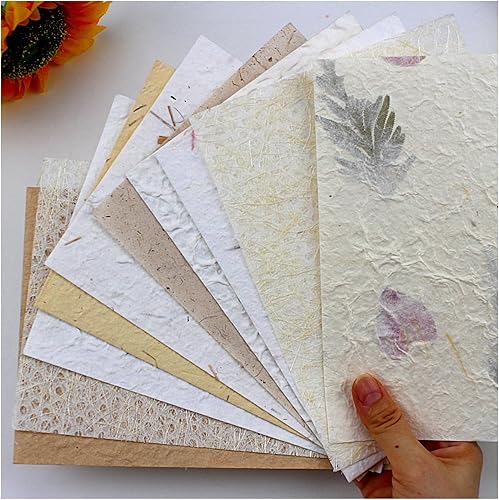 Miniatura 1 de Hojas de papel texturizadas hechas a mano para manualidades, papel A5 grueso de morera áspera reciclada para hacer tarjetas, medios mixtos, en