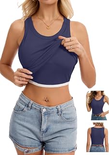 Women Tank Top with Built-in Racerback Fitted Cami