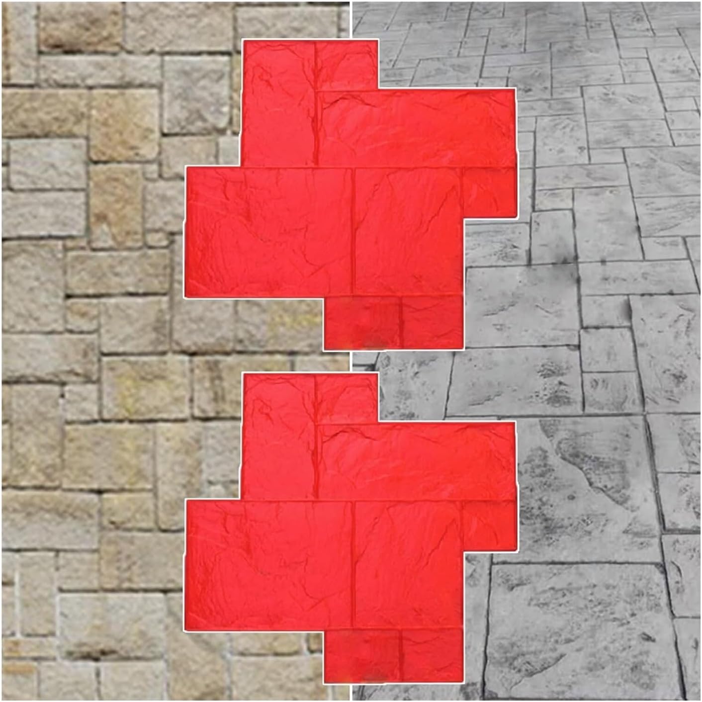 Concrete Mould, 2 Pcs Decorative Stone Tile Concrete Texture Mat, 90cm X 90cm DIY Concrete Stamps, Outdoor Decorative Concrete Floor Stamp Mold for Cement