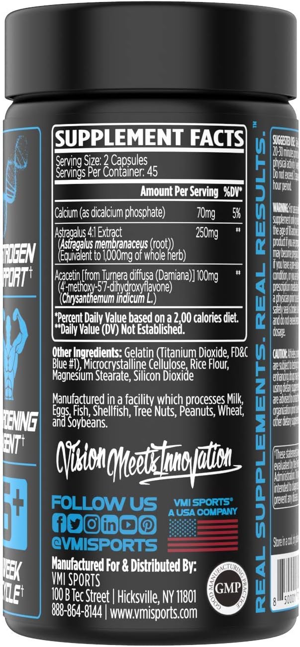 VMI Sports | Arimidrol Hardening Compound | Natural Estrogen Blocker for Men | Testosterone Booster and Aromatase Inhibitor | to Build Muscle and Burn Fat | Anti Estrogen (Bonus Size - 90 Capsules) : Health & Household