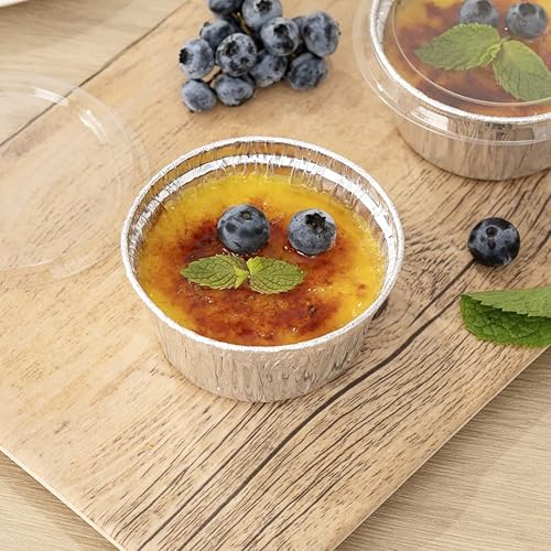 Miniatura 5 de Restaurantware Foil Lux - Tazas de crema Brulee de 4 onzas, 100 moldes desechables congelables, tapas planas se venden por separado, tazas de