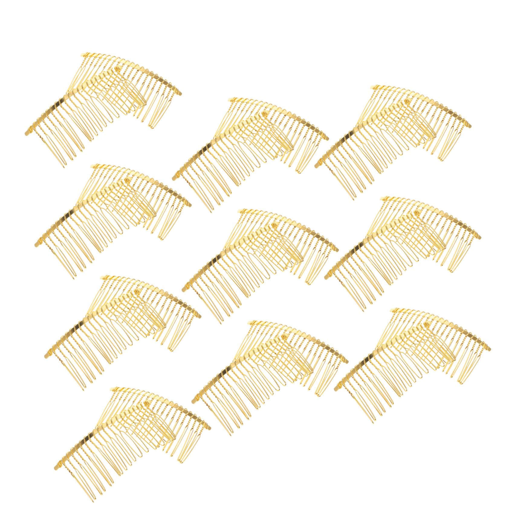 VALICLUD 20pcs Hair Side Combs: 20 Teeth Metal Veil Wire Clips Twist Bridal Wedding Combs DIY Hair Accessories for Women Girl Golden