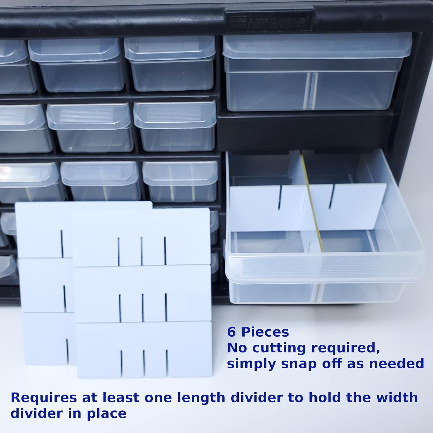 (24-Pack) Large Drawer Configurable Width Dividers compatible with Akro-Mils Plastic Storage Craft Cabinets, (Dividers Only)