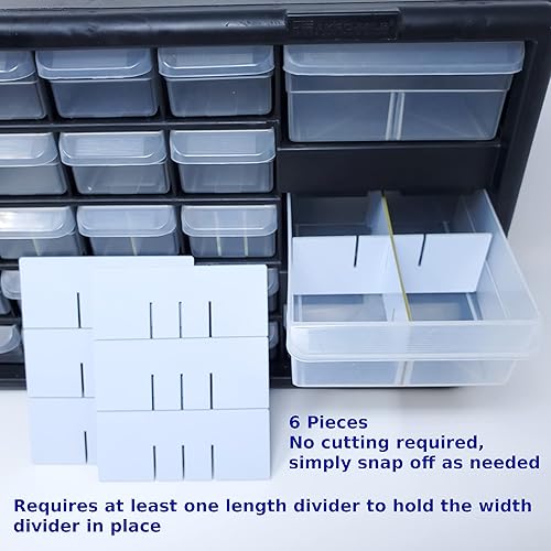 Miniatura 3 de Divisores de ancho configurables de cajones grandes compatibles con Akro-Mils para armarios de almacenamiento de plástico (paquete de 24)