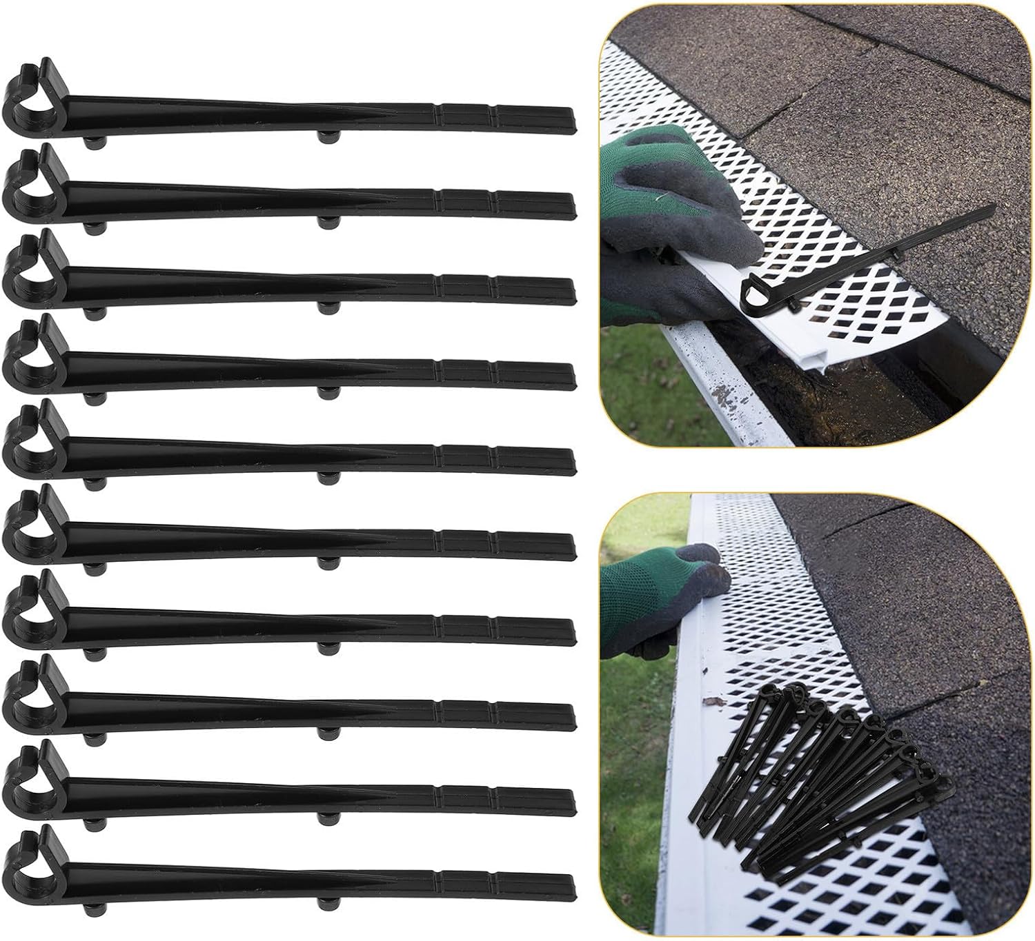 Vaguelly 50pcs Black Abs Gutter Clips for Gutter Guard Mesh and Filter Nets with Quick Attachment