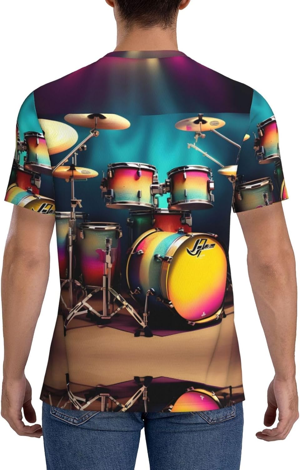 Cool Drums Set Rugby Football Jersey for Men, Comfortable V-Neck Loose Fit Top for Team Sports Athletics