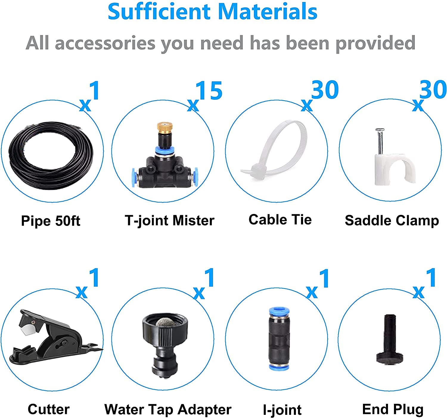 Misters for Outside Patio, 50FT(15M) Outdoor Misting System. Patio