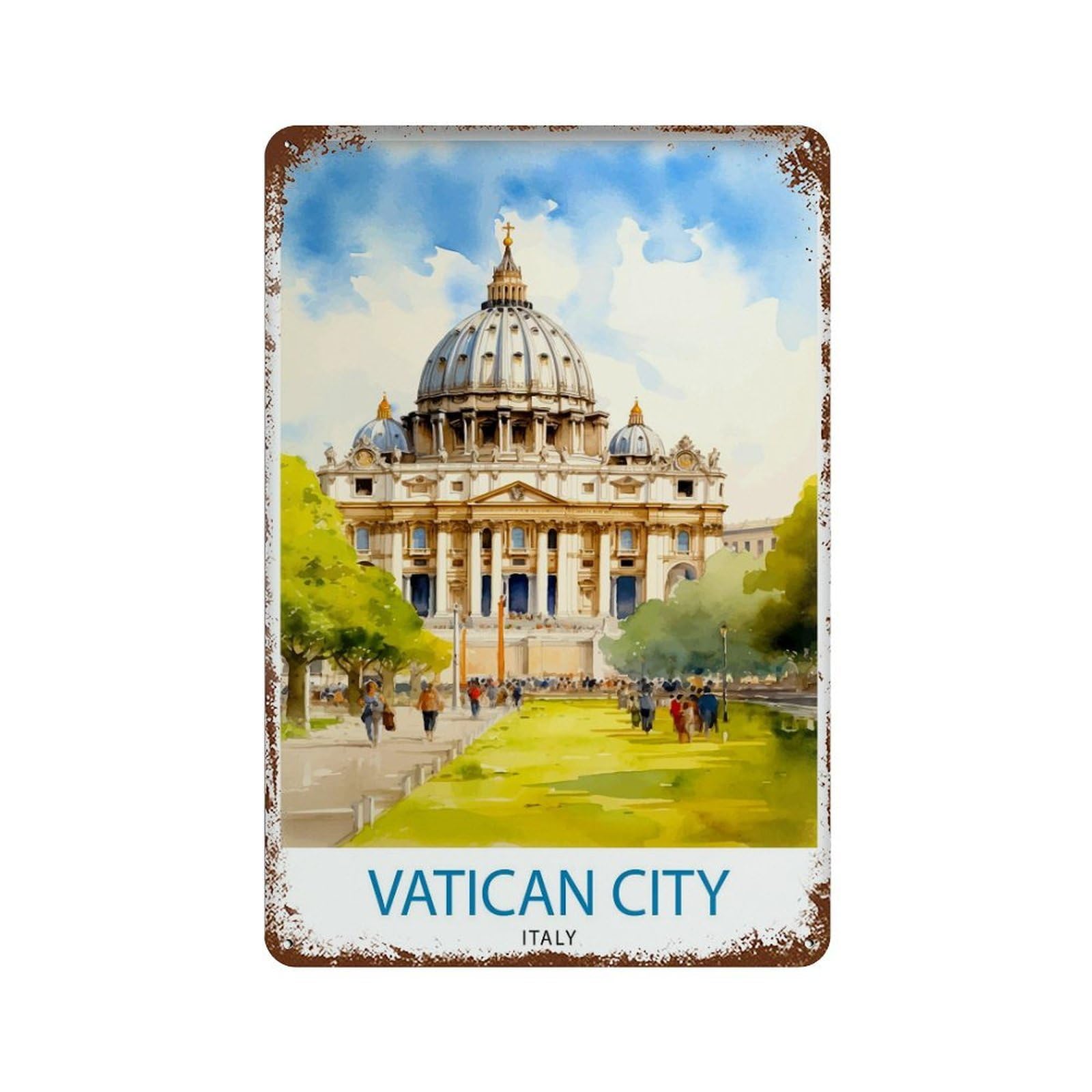 xiaoxiaoshen Vatican City Italy Travel Vatica Wall Decor Art Metal Tin Poster Modern Home Decor Art Home Bar Shop Decorations Vintage Sign 30x20cm