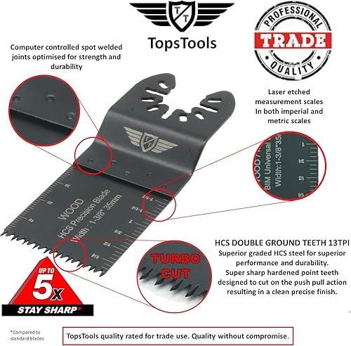 Miniatura 8 de TopsTools FAKA26A - Cuchillas de mezcla OMT de ajuste rápido para Dewalt Bosch Fein (no StarLock), Makita Milwaukee Craftsman Chicago Ryobi Rockwell