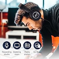 Vista 6 de JOYO - Auriculares de monitor de estudio con cable para grabación de audio, auriculares de diadema para mezclador, amplificador, podcast, teclado