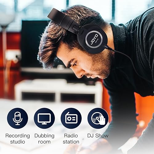 Miniatura 6 de JOYO Auriculares de estudio con cable para monitor de grabación de audio, auriculares sobre la oreja para amplificador mezclador, teclado podcast,
