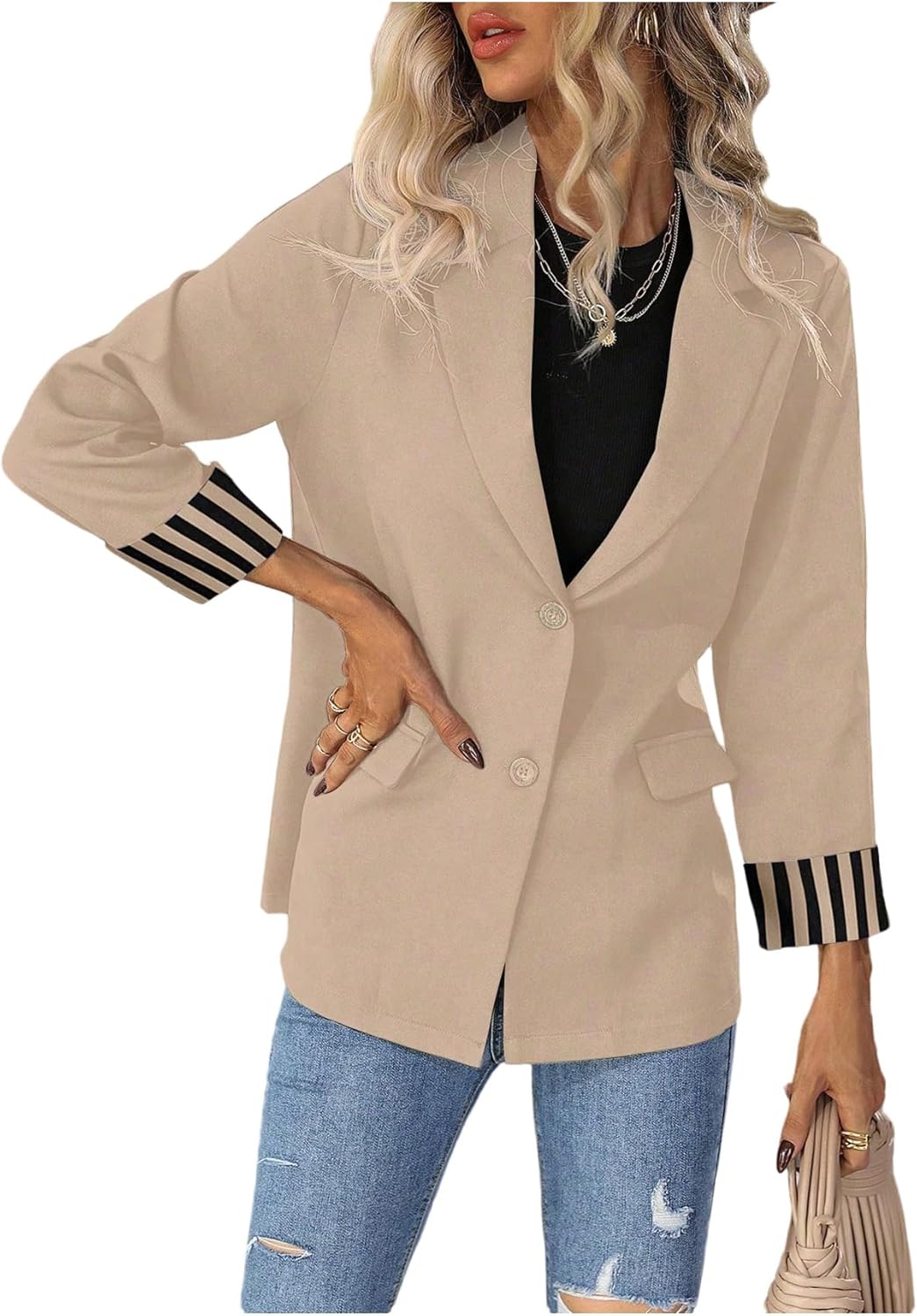 SweatyRocks Women's Casual Blazers Long Sleeve Lapel Button Jacket Lightweight Business Work Office Blazer - Image 6