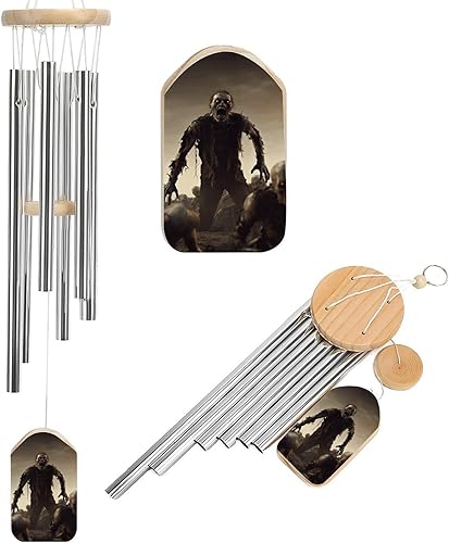 Miniatura 9 de Campanillas de viento de aluminio de 20.5 pulgadas para exteriores, diseño de rey dragón en fuego, campanillas de viento con 6 tubos de aluminio