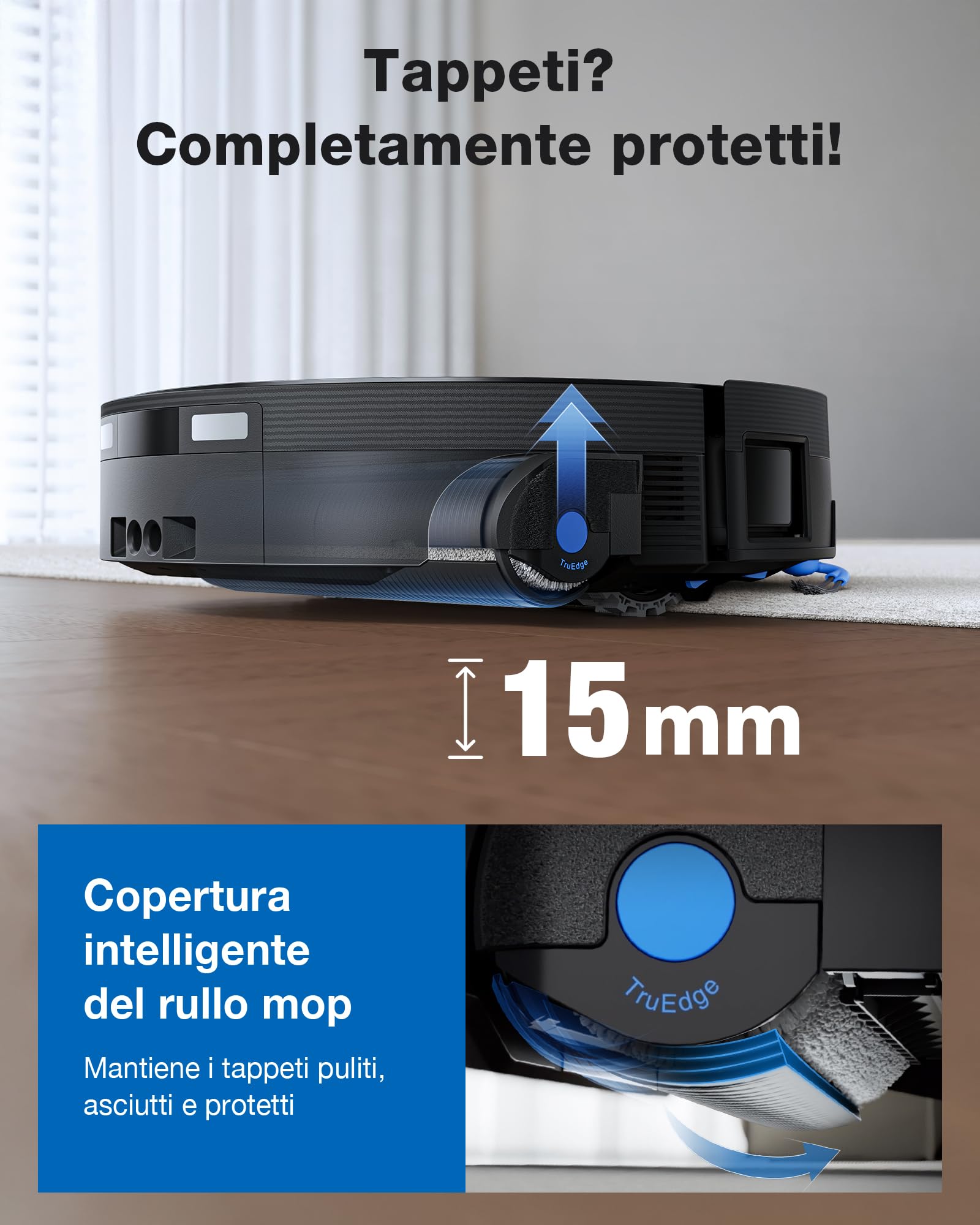 ECOVACS X12 OMNICYCLONE Care Complete Robot aspirapolvere lavapavimenti, BLAST e 22.000 Pa, FocusJet anti-macchie, PowerBoost ultrarapido, OZMO ROLLER 3.0, rullo esteso, PureCyclone 2.0