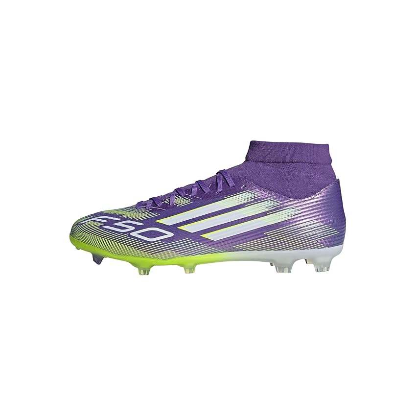 adidas Unisex - Adulto F50 League Mid Firm Ground/Multi Ground Football Boots, Purple Rush/Cloud White/Lucid Lemon, 36 2/3 EU