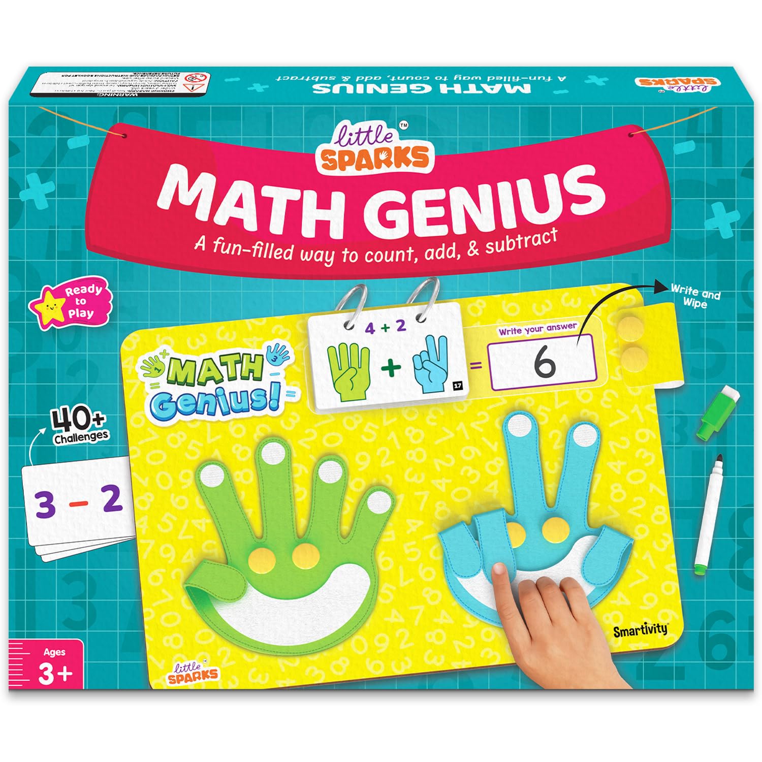 Smartivity Math Genius | Educational Toy for Kids 3+ Years | 40+ Challenges - Foldable Finger Counting Hands | Learn Counting, Numbers, Addition & Subtraction | Birthday Gift for Boys & Girls 3,4,5,6-image-33