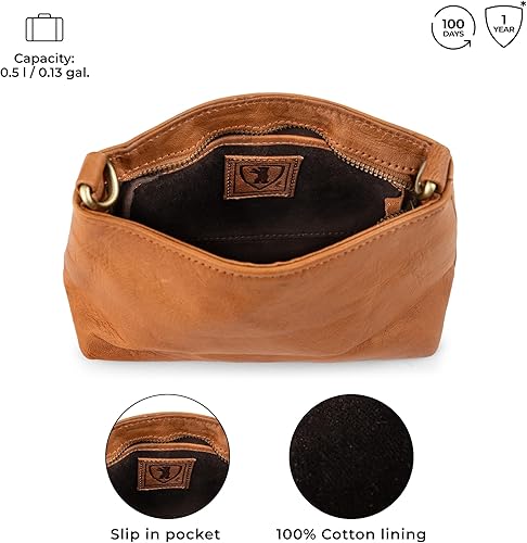 Miniatura 4 de BERLINER BAGS Vintage Genuine Leather Shoulder Bag Marbella XS, Small Crossbody Purse for Women