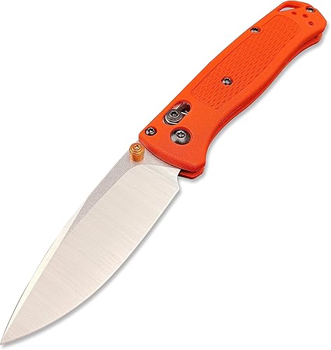 Cuchillo de bolsillo pequeño ECD Manual Pulgar Studs Open 8Cr13MoV Blade Mini bugout cuchillo plegable Axis Lock con mango de grivory naranja (533)