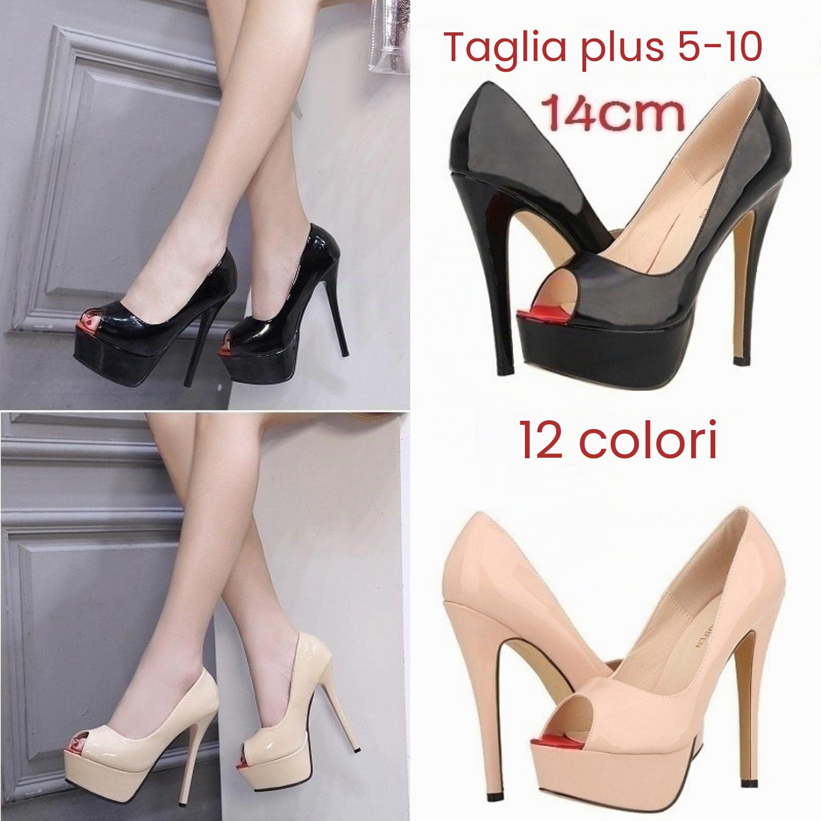 Sexy Open Toe Piattaforma Donne Tacchi Alti Super Alta Vernice Scarpe Tacchi Alti Rosso Scarpe Da Sposa Stiletti