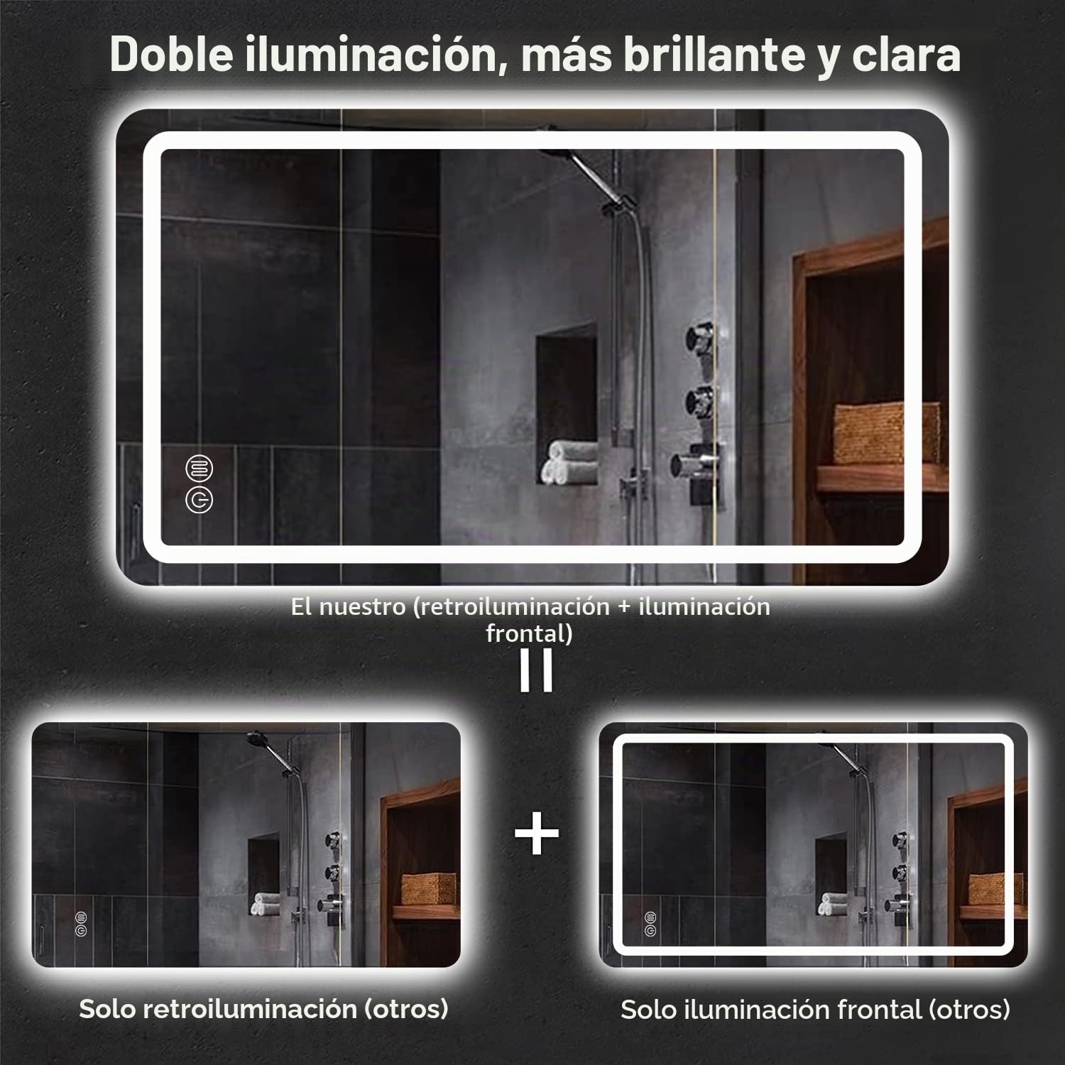 Espejo Baño con Luz LED Espejos de Baño con LED 120x70cm