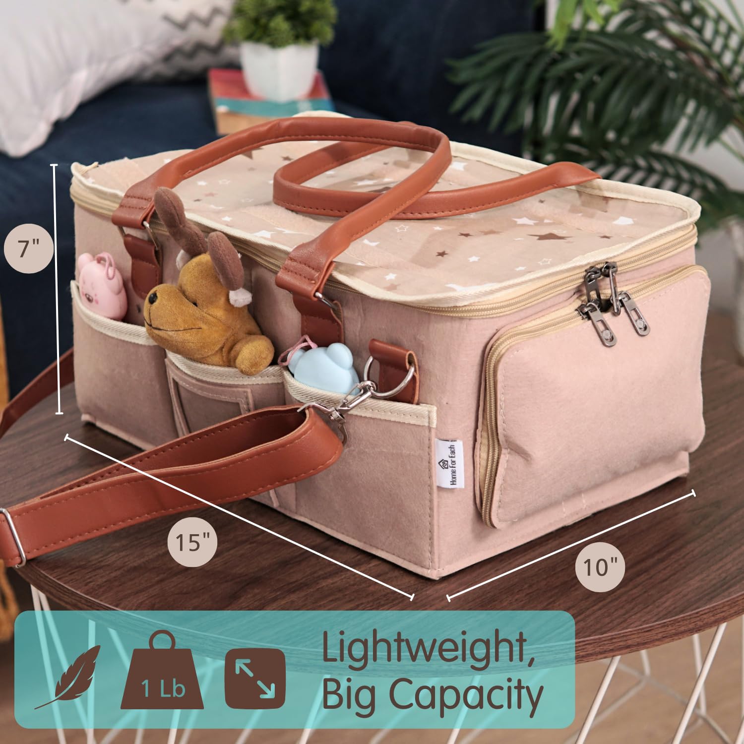 HOME FOR EACH, Diaper Caddy Organizer With Lid, Travel Essential, Newborn Must Haves, Car Caddy - Image 2