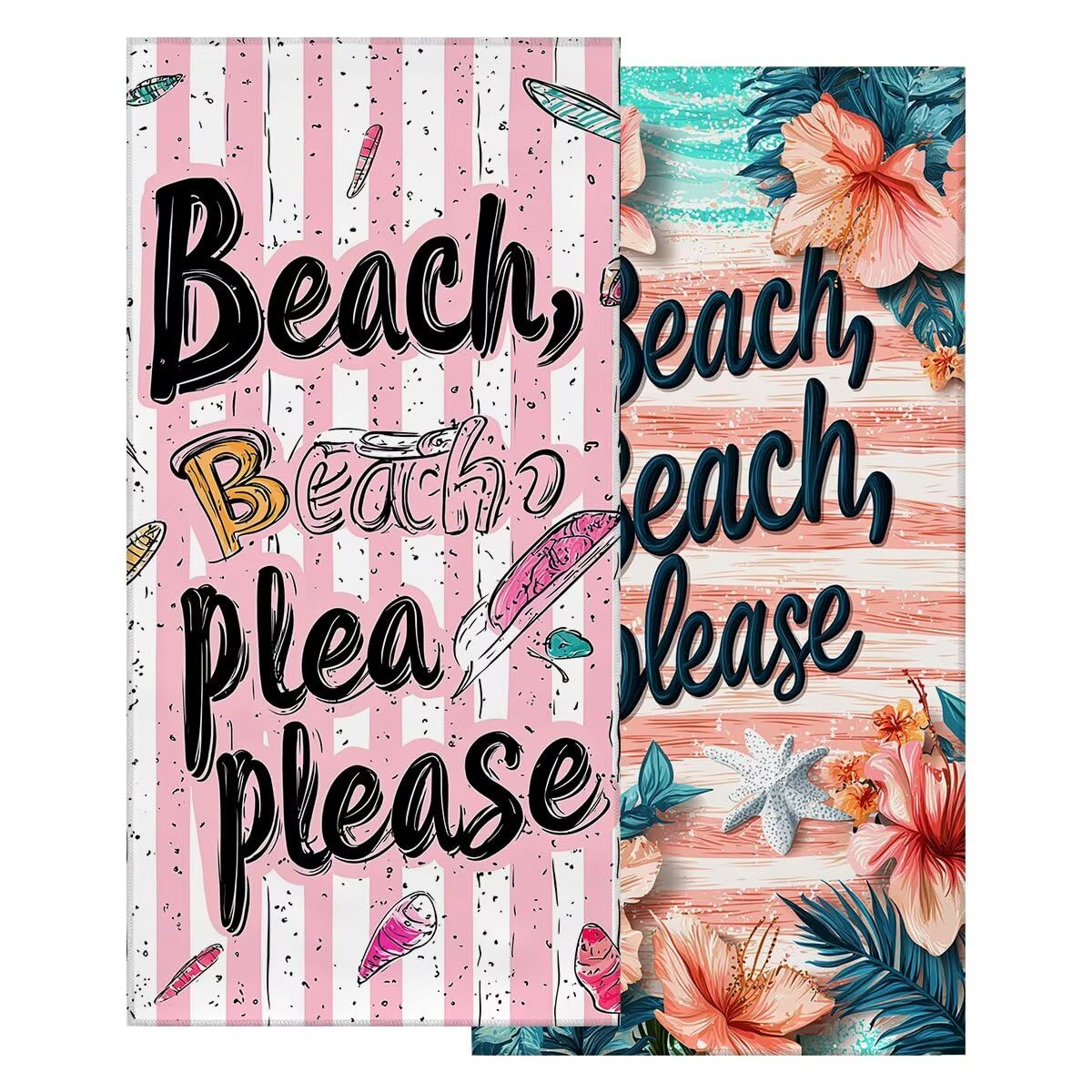 Toalla Playa 80x160 cm, Toalla Gimnasio Microfibra Secado Rapido, Juego de 2 Antiarena Toallas de Playa, Ligera Compacta Toallas Microfibra Grande para Viaje, Regalo Hombre Regalo Mujer (Carta) -4485