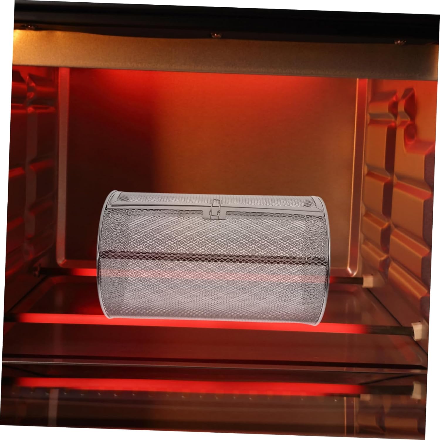 Rotary Stainless Steel Electric Oven Grill Cage for Bbq Roasting Nuts Dried Fruits and Meat Easy Assembly Roaster Basket with Door for Convenient Use and Durability