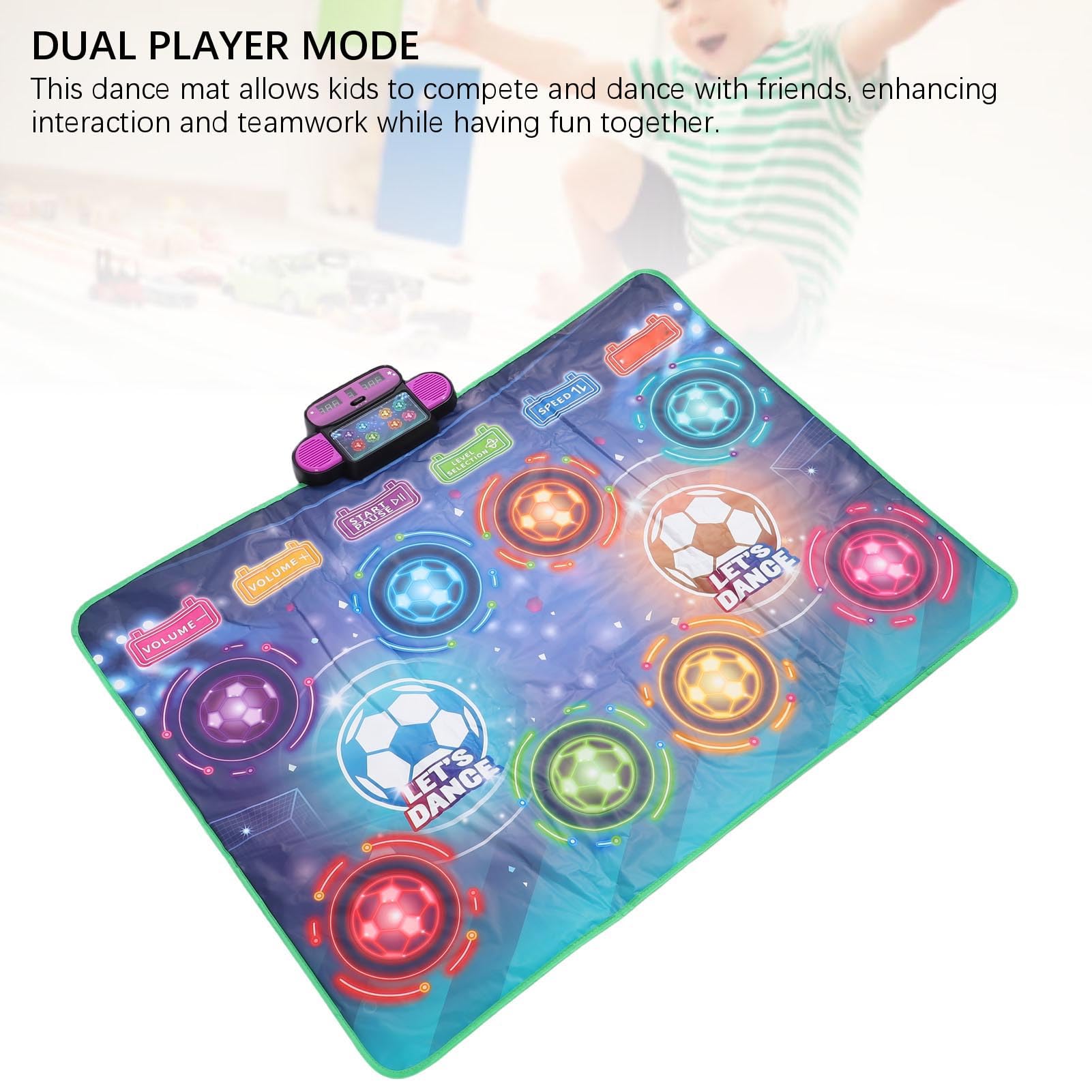 Alfombra de Baile Interactiva de Doble Jugador para Niños, Niveles Desafiantes, Ejercicio Físico, 41,5 X 31,5 Pulgadas