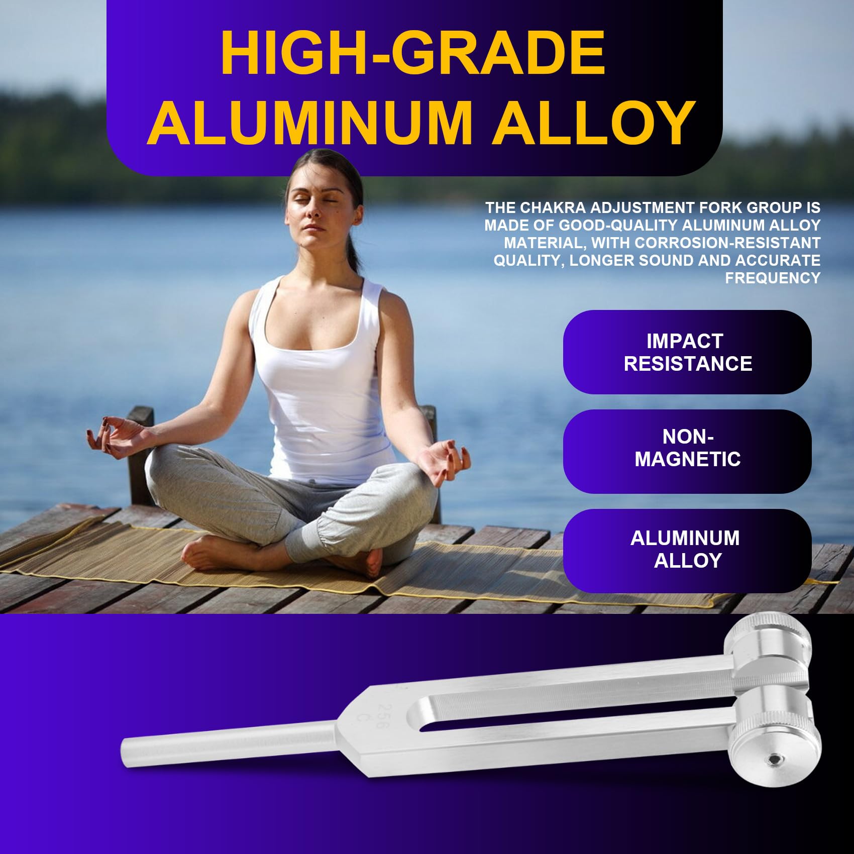 Juego de tenedores de afinación de 128 Hz, 256 Hz, 512 Hz, horquillas de afinación perfectas para curación, chakra, terapia de sonido, mantener el cuerpo, la mente y el espíritu