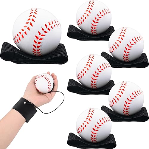 6 pelotas de muñeca deportivas de 2.36 pulgadas, juguetes de pelota de béisbol, pelota de rebote, pelota de béisbol de goma, pelota de retorno de
