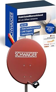 SCHWAIGER Satellitenschüssel I Ø 55 cm Stahl Offset Antenne in Ziegelrot