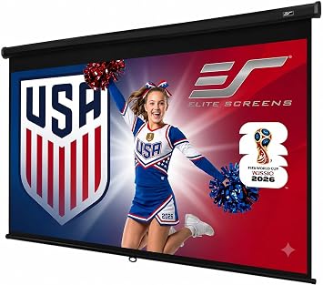 Elite Screens Manual B, 120-INCH 169, Manual Pull Down Projector Screen 4K / 8K Ultra HDR 3D Ready with Slow Retract Mechanism, M120H