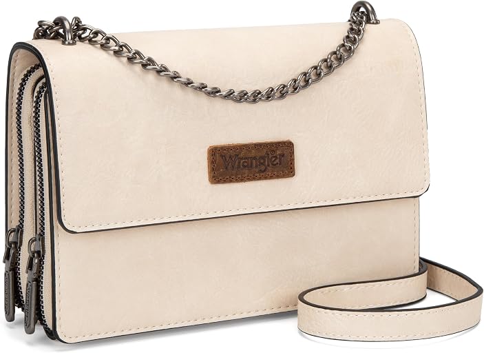 Wrangler Flap Crossbody Purse for Women Shoulder Bag Vintage Wallets with Chain Strap