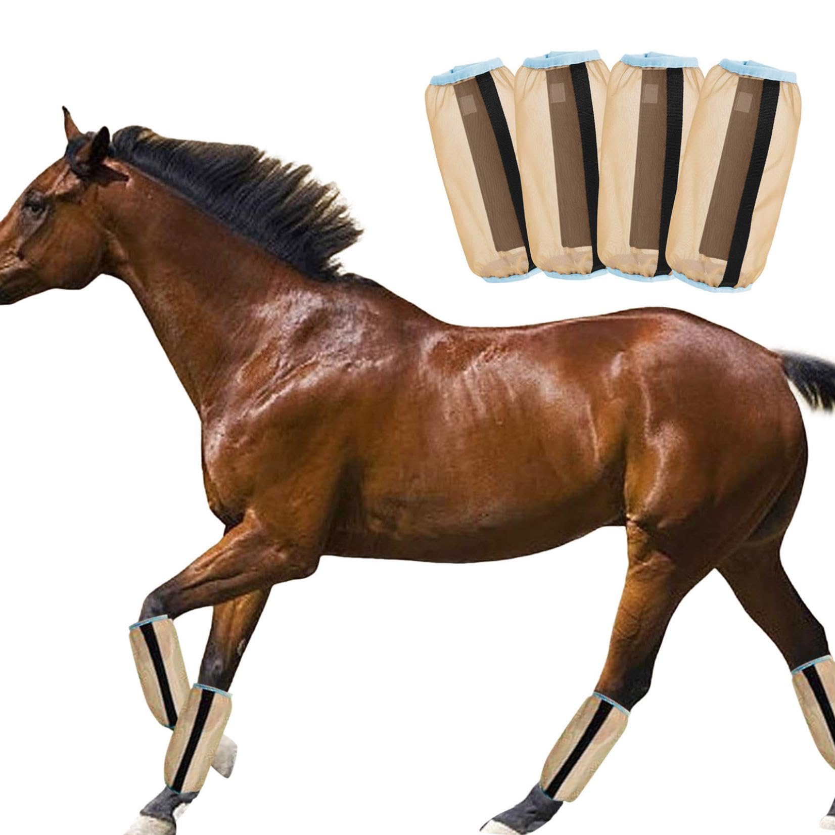 4 Pcs Horse Leg Anti-Mosquito Cover, Universal Size Horse Leggings Fine Mesh, Fly Boot for Horses Mesh, Fly Leggings Breathable Boot, Protective Horses Leg Wraps for Preventing Flies (A)