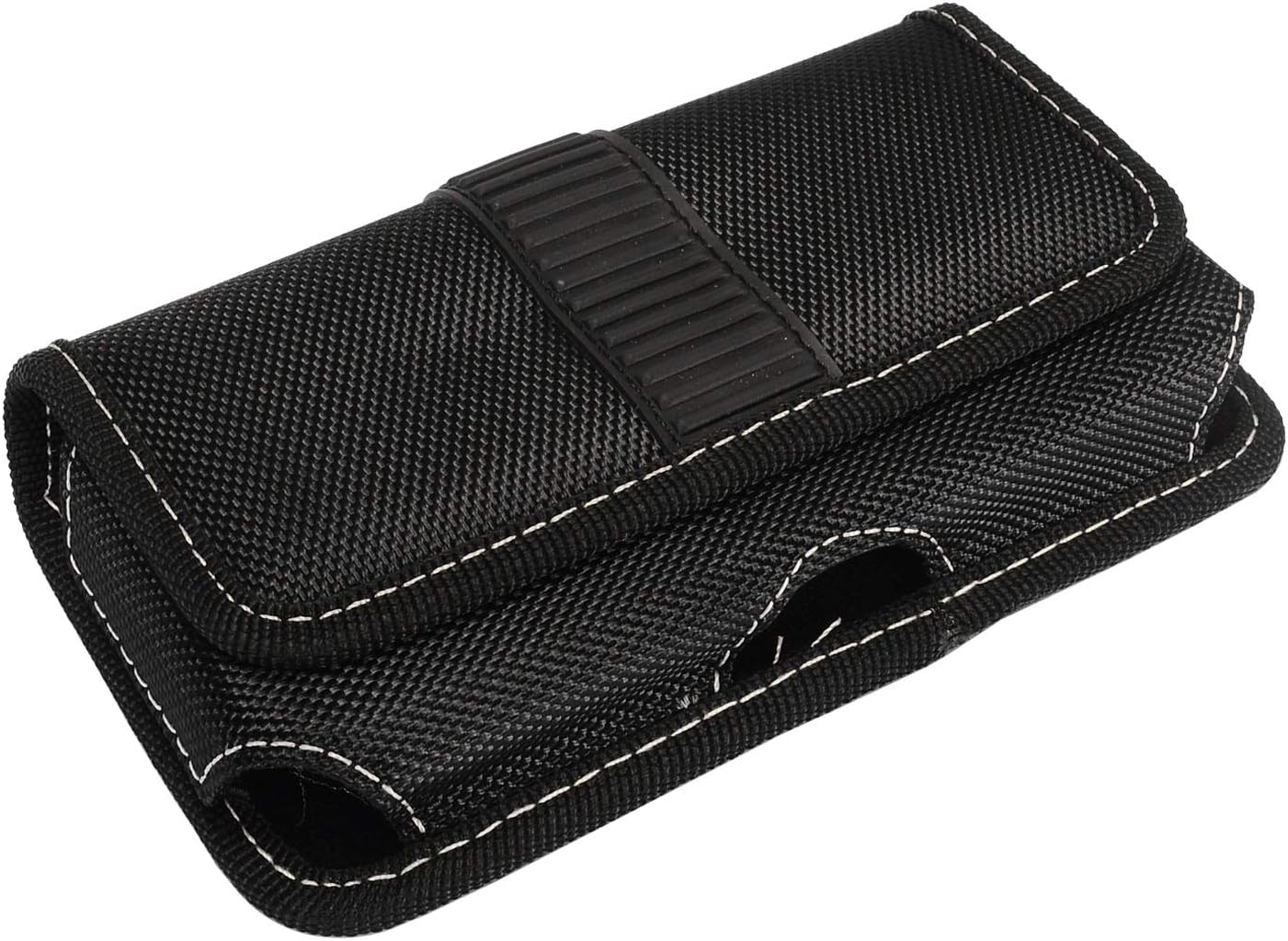 Nylon Cellphone Holster for iPhone SE (2020/2022), 7,8,11 Pro,12 13 14 15 16 17 Samsung Galaxy s23 s24 s25 - Horizontal Case Canvas Waist Carrying Pouch with Belt Clip/Loops, Black - Image 3