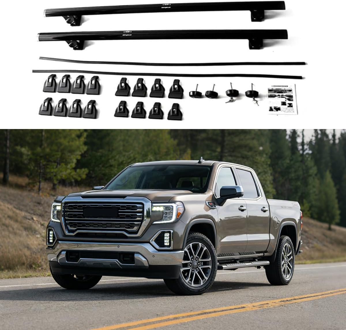 Lockable Roof Rack Cross Bars for GMC Sierra 1500 2019-2026,2Pcs Aluminum Car Roof Racks Crossbars for Luggage,Cargo,Rooftop Storage,Compatible with Roofs Rails,Crossbars Roofs Rack Cargo Carrier