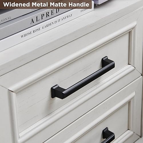 Miniatura 5 de ACCOHOHO Mesita de noche de granja de 18 pulgadas con estación de carga, mesa auxiliar con 2 cajones de almacenamiento, mesa auxiliar, mesita de